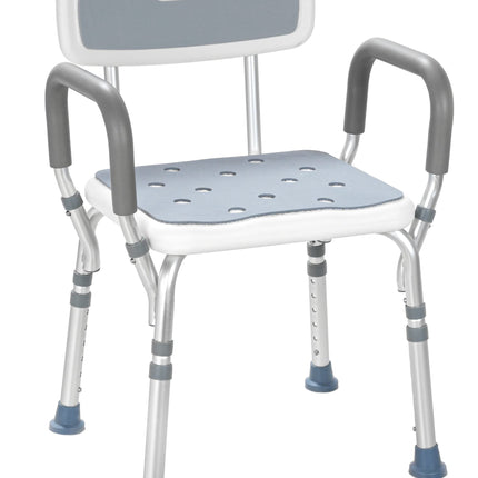 Akriva Comfort dušas sēdeklis ar atzveltni - regulējams augstums vannas krēslam - neslīdošs dušas sēdeklis - dušas krēsls ar dušas galvas turētāju (Comfort Plus)