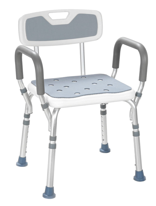 Akriva Comfort dušas sēdeklis ar atzveltni - regulējams augstums vannas krēslam - neslīdošs dušas sēdeklis - dušas krēsls ar dušas galvas turētāju (Comfort Plus)