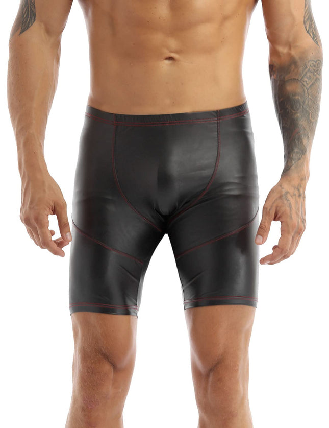 iEFiEL vīriešu bokseršorti, apakšbikses, biksītes, hipsteri, lakota āda, mitrā izskata vīriešu apakšveļa, melna, ML, XL, XXL, melna, XXL