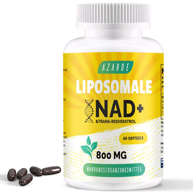 Liposomālās NAD+ trans-resveratrola 800 mg mīkstās kapsulas, labāka alternatīva, efektīvākas nekā NR, augsta absorbcija, 60 mīkstās kapsulas (60 kapsulas (1 iepakojums))