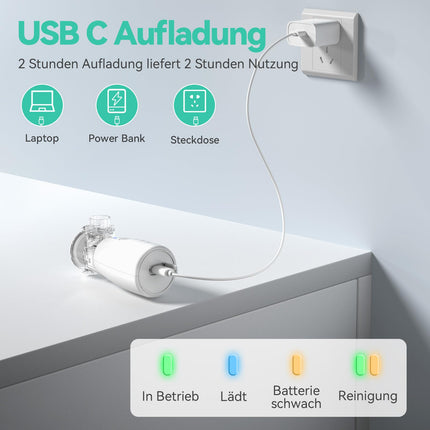 Inhalators, JOSSIS inhalators bērniem un pieaugušajiem, daļiņu izmērs 1–5 µm, regulējama aerosola migla, USB C uzlādējams inhalators