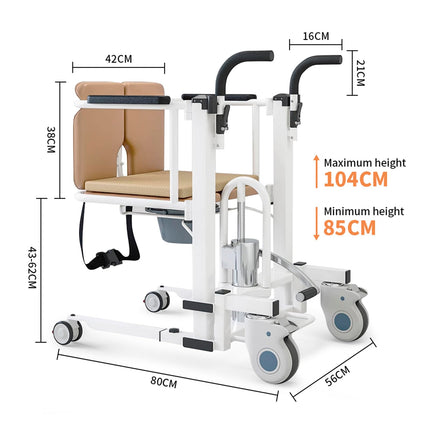 Pacientu pacēlājs mājām, hidrauliskais pārvietošanas krēsls vecāka gadagājuma un slimiem cilvēkiem, pacelšanas augstums 43–62 cm, 180° dalāms sēdeklis, ērta pārvietošana no gultām, dīvāniem un tualetēm