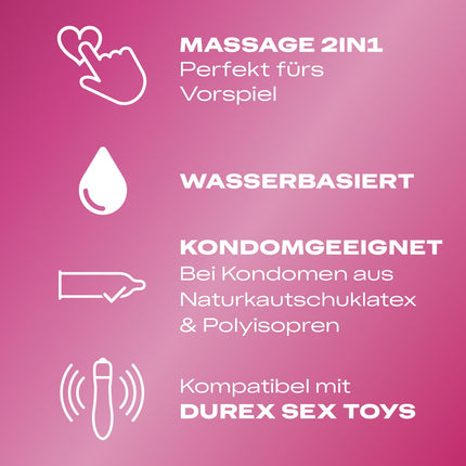 Durex 2 in 1 masāžas un lubrikants Guarana – Ar maigu tekstūru visa ķermeņa masāžai un intīmajām zonām – 200 ml (1 iepakojums)