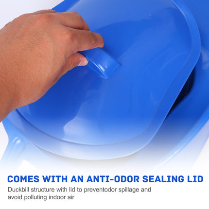 Gultas panna ar vāku, gultas panna, plastmasas pacienta panna, naktspods, gultas pisuāri vīriešiem, sievietēm, vecāka gadagājuma cilvēkiem, zils