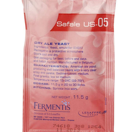 Fermentis 5X Safale US-05 11,5 g augšējās fermentācijas alus raugs