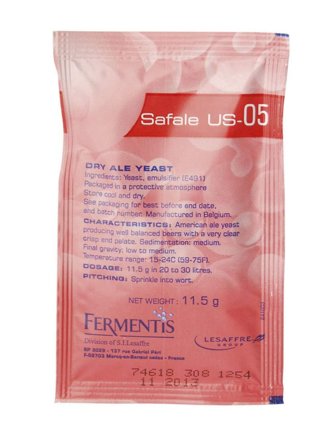 Fermentis 5X Safale US-05 11,5 g augšējās fermentācijas alus raugs