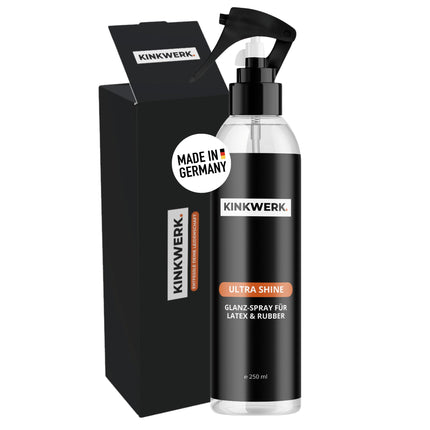 KINKWERK īpaši spīdīgs līdzeklis 250ml | Spīdīgs aerosols. Augstas spīduma lateksa kopšanas un pārsēju līdzeklis | Eļļa lateksam | Bez smaržas gumijas kopšana ar tīru silikona eļļu | Lateksa un gumijas kopšana intensīvam spīduma efektam