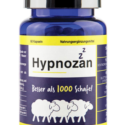 Hypnozan - Tabletes labākam miegam Miega zāles pieaugušajiem 60 mierīgas naktis - 60 gaiši rīti Laboratorijā pārbaudīts Tikai 1 tablete pirms gulētiešanas (aktīvās tabletes)