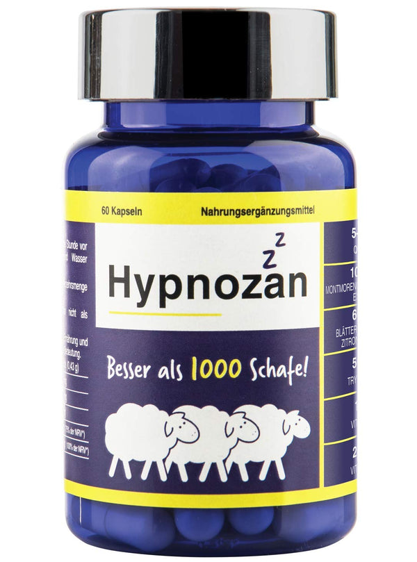 Hypnozan - Tabletes labākam miegam Miega zāles pieaugušajiem 60 mierīgas naktis - 60 gaiši rīti Laboratorijā pārbaudīts Tikai 1 tablete pirms gulētiešanas (aktīvās tabletes)