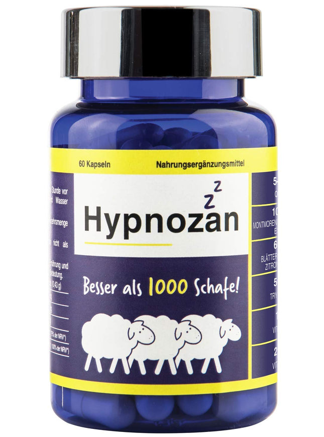 Hypnozan - Tabletes labākam miegam Miega zāles pieaugušajiem 60 mierīgas naktis - 60 gaiši rīti Laboratorijā pārbaudīts Tikai 1 tablete pirms gulētiešanas (aktīvās tabletes)