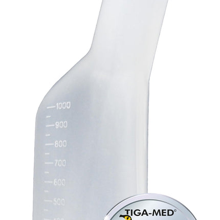 Urīna pudele 1000 ml / 1 litrs vīriešiem | Pisuāru pudeles | Pisuāra pīle ar vāku Oriģinālā Tiga-Med kvalitāte | 1 gabals