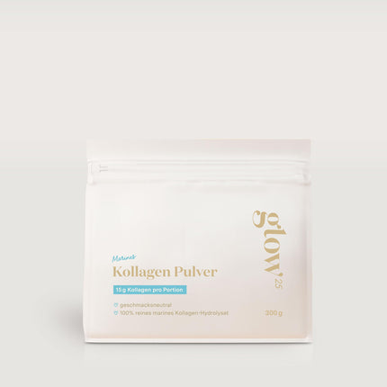 Glow25® jūras kolagēna pulveris [300 g] - zivju kolagēna hidrolizāts - 1. un 3. tipa peptīdi - laba šķīdība - neitrāls
