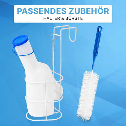 Pisuāra pudeles vīriešiem 1000 ml, ARNOMED piena urīna pudele ar zilu vāciņu, PP urinēšanas pudele vīriešiem kvadrātveida, hermētiska pisuāra pudele vīriešiem, avārijas pisuāra pudele lietošanai ceļā