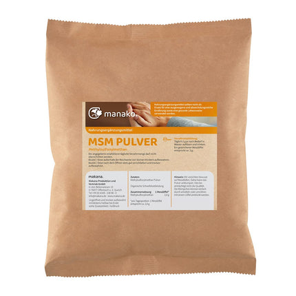 manako MSM (metilsulfonilmetāns) kristālisks pulveris, augstākās kvalitātes, 99,9% tīrība, 1000 g iepakojums