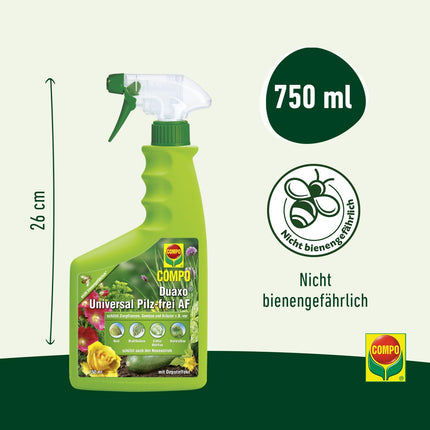 Compo Duaxo Universal Fungus-free AF, apkaro sēnīšu slimības dekoratīvajiem augiem, dārzeņiem un garšaugiem, gatavs lietošanai, 750 ml