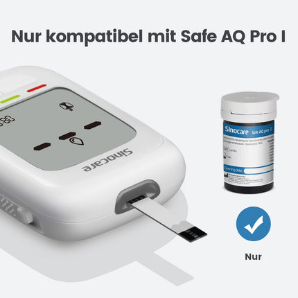 sinocare asins glikozes mērītāja komplekts, uzlabots glikozes mērītājs ar testa strēmelītēm 50, piemērots iesācējiem un vecāka gadagājuma cilvēkiem (Safe AQ pro I asins glikozes mērītāja komplekts 50)