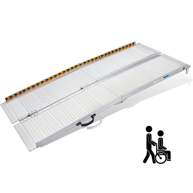 Salokāma ratiņkrēslu rampa, Gardhom ratiņkrēslu rampa kāpnēm 214 cm, kravnesība 362 kg, neslīdoša, īpaši plata 72 cm sliekšņa rampa mājas kāpnēm un durvīm