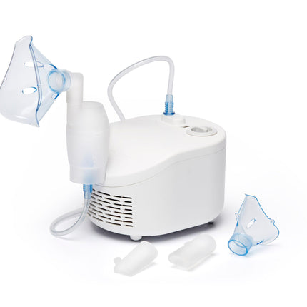 OMRON X101 Easy inhalators pieaugušajiem un bērniem – inhalators elpceļu slimību, piemēram, astmas, saaukstēšanās, alerģiju, vienkāršai ārstēšanai; Inhalators ar augstas kvalitātes piederumiem