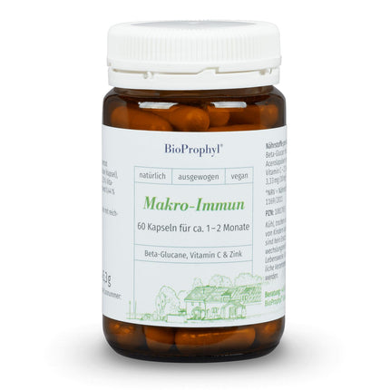 BioProphyl® Macro-Immune - 500 mg beta glikāna Yestimun® ar C vitamīnu un cinku imūnsistēmas atbalstam - 60 kapsulas 1-2 mēnešiem