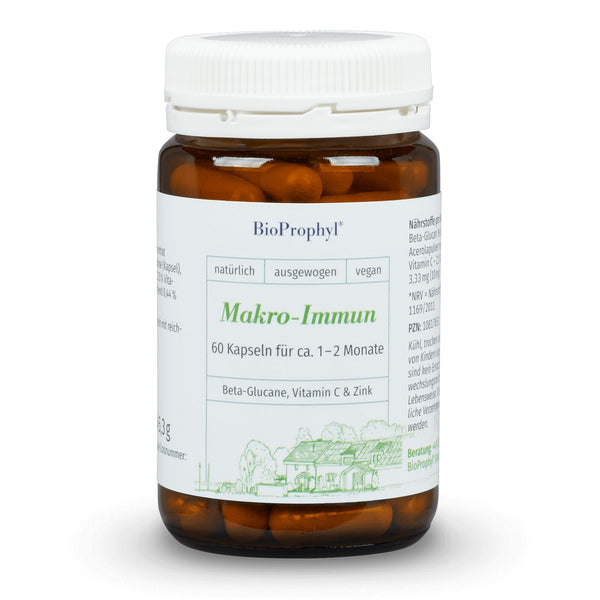 BioProphyl® Macro-Immune - 500 mg beta glikāna Yestimun® ar C vitamīnu un cinku imūnsistēmas atbalstam - 60 kapsulas 1-2 mēnešiem