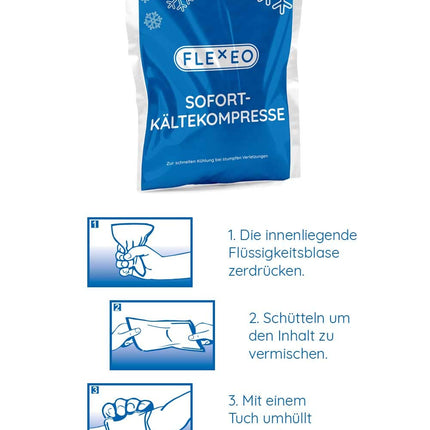 10 x FLEXEO Sofortkältekompresse 13 x 8 cm klein Kälte-Sofort-Kompresse Kühlpack Kühlakku Kältekompresse Kühlkompresse Instant Ice Bag Einmal Kühl-Kompresse Kühlpacks Quick
