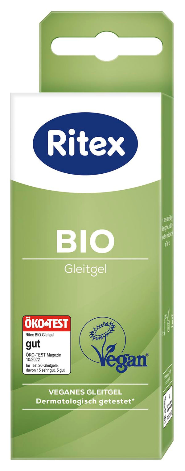 Ritex BIO lubrikants, 50 ml, vegāns un nav testēts uz dzīvniekiem, bez smaržvielām un krāsvielām, PEG, parabēniem un citiem konservantiem, ražots Vācijā