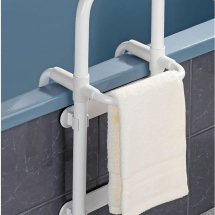 WENKO Secura vannas iekāpšanas palīglīdzeklis, celtspēja līdz 150 kg, izturīgs alumīnijs/plastmasa, 23 x 52 x 22,5–39 cm, balts