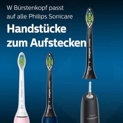 Philips Sonicare Original W2 Optimal White standarta zobu birstes uzgaļi Sonic zobu birstēm – 4 uzgaļu iepakojums, melnā krāsā (modelis HX6064/11)