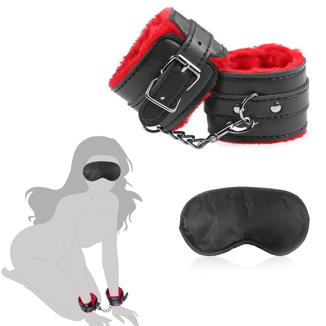 BDSMYOU Rokudzelžu seksa gulta un acu maska, Sasiešanas komplekts, Ierobežojumu komplekts, Ierobežojumu seksa komplekts, Aizsietām acīm seksa gulta un rokudzelžu sekss, Rokudzelži Rokudzelži, BDSM rotaļlietas, BDSM rotaļlietas, Seksa rotaļlietas abas (A)