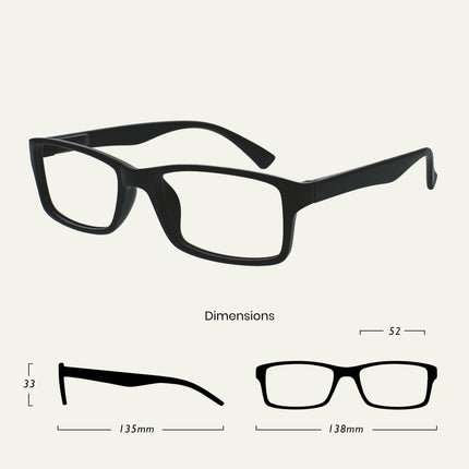 The Reading Glasses Company Black Readers Designer Style Vīriešiem Sievietēm UVR092BK +1.00