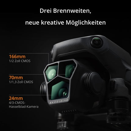 DJI Mavic 3 Pro Cine ar DJI RC Pro (izgaismots sākuma ekrāns), vadošais drons ar trīskāršu kameru, Apple ProRes atbalsts 3 kamerām un 1 TB krātuve, trīs viedās lidojuma baterijas un citas funkcijas.