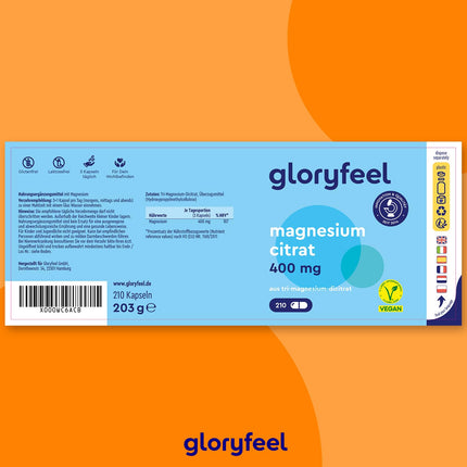 Magnija citrāta kapsulas - 2500 mg, no kuriem 400 mg elementārā magnija dienā - 210 kapsulas Tri-magnija citrāts ar augstu devu - vegāns, laboratoriski pārbaudīts, ražots Vācijā bez piedevām
