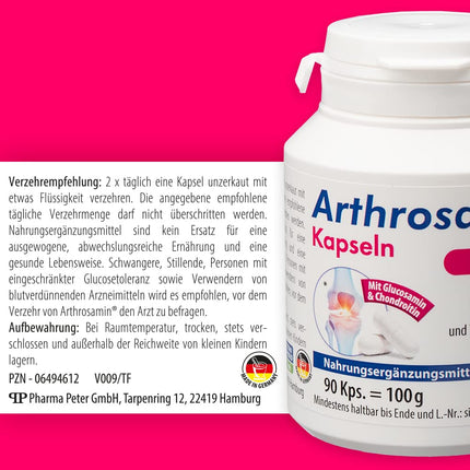 Arthrosamin locītavu kapsulas - augsta deva ar glikozamīnu + hondroitīnu elastīgām locītavām - oriģināls no aptiekas, 90 kapsulas