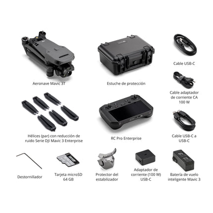 DJI Mavic 3T Worry-Free Basic Combo — kameras drons ar 640×512 termālo attēlveidošanas kameru, 1/2 collu CMOS platleņķa kameru, 56x hibrīdo tālummaiņu, 39 minūšu lidojuma laiku, centimetru precīzu pozicionēšanu, C2.