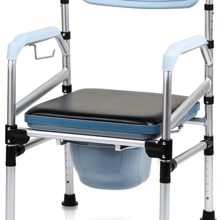 ISOISL tualetes krēsls, tualetes krēsls senioriem, regulējams augstums 42-54 cm, ar polsterētu sēdekli un tualetes podu, celtspēja līdz 160 kg, senioriem un grūtniecēm