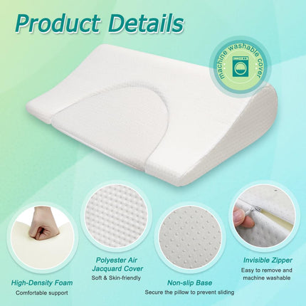 Mybow Decubitus ķīļveida spilvens izgulējumiem, pozicionēšanas ķīļi, medicīniskie spilveni gulēšanai uz sāniem, spiediena čūlām, slīps putu ķīlis pēcoperācijas periodam, gulošiem vecāka gadagājuma cilvēkiem (balts)