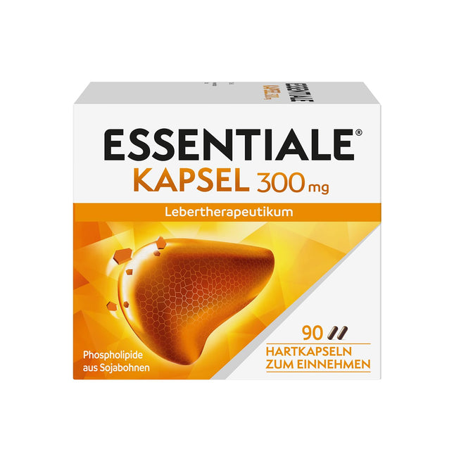 ESSENTIALE® kapsulas 300 mg aknu slimību ārstēšanai | 90 gabali | augu izcelsmes zāles | lai uzlabotu aknu bojājumu simptomus, ko izraisa nepareizs uzturs vai aknas bojājošas vielas