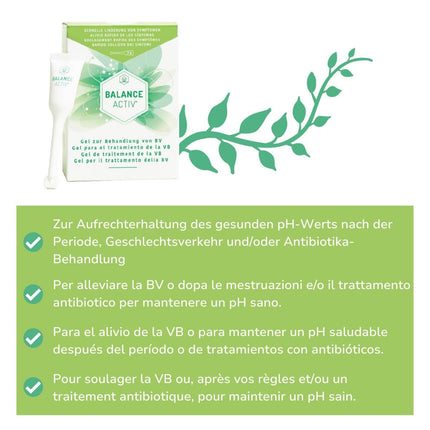 Balance Activ gels, palīdz cīnīties pret BV (bakteriālo vaginozi), līdzsvaro pH līmeni un atjauno ķermeņa dabisko līdzsvaru, 1 iepakojums