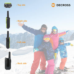 DC DECROSS rācijas bērniem un pieaugušajiem, 2 rāciju komplekts līdz 4 km, PMR446 16 kanāli, VOX, lukturītis, dāvana zēniem un meitenēm vecumā no 4, 5, 6, 7, 8 gadiem, pārgājieni, kempings (zaļš + akumulators)