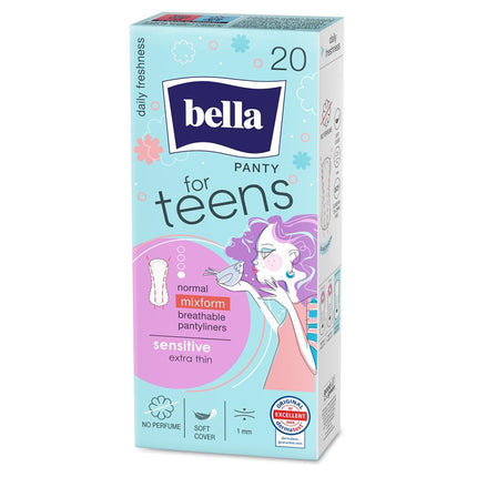 bella pusaudžiem paredzētā kastīte pirmajām menstruācijām ar ikdienas ieliktnīšiem (3 x 20 gab.) un Ultra higiēniskajām paketēm (3 x 10 gab.)
