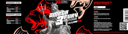 Big Zone Omega 3 Fury triglicerīdi. Augstas kvalitātes triglicerīdu forma. Bez pievienota E vitamīna. 500 mg EPA 250 mg DHA/vienā kapsulā. 300 kapsulas