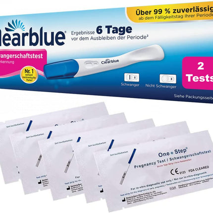Clearblue agrīnās noteikšanas grūtniecības tests 10 mSV/ml 2 iepakojumi + 5 grūtniecības testi 25 mSV/ml
