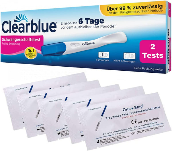 Clearblue agrīnās noteikšanas grūtniecības tests 10 mSV/ml 2 iepakojumi + 5 grūtniecības testi 25 mSV/ml