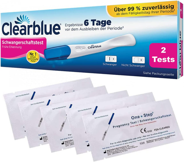 Clearblue agrīnās noteikšanas grūtniecības tests 10 mSV/ml 2 iepakojumi + 5 grūtniecības testi 25 mSV/ml