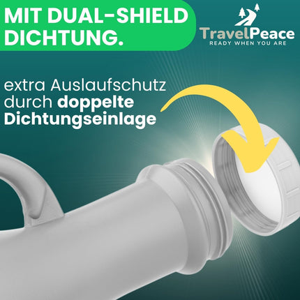 TRAVELPEACE® - pisuāra pudele - 3 vienā komplekts - ar komforta higiēnas birsti - ieskaitot Privātuma soma - pisuārs sievietēm un vīriešiem