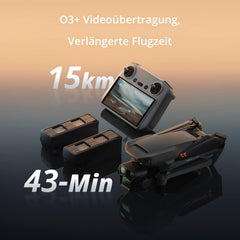 DJI Mavic 3 Pro Cine ar DJI RC Pro (izgaismots sākuma ekrāns), vadošais drons ar trīskāršu kameru, Apple ProRes atbalsts 3 kamerām un 1 TB krātuve, trīs viedās lidojuma baterijas un citas funkcijas.