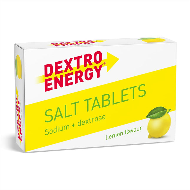 DEXTRO ENERGY SĀLS TABLETES AR CITRONU + NĀTRIJU - 54 g, 30 tabletes - Dextro cukura tabletes ātrai ogļhidrātu enerģijas piegādei, uztura bagātinātājs treniņu laikā
