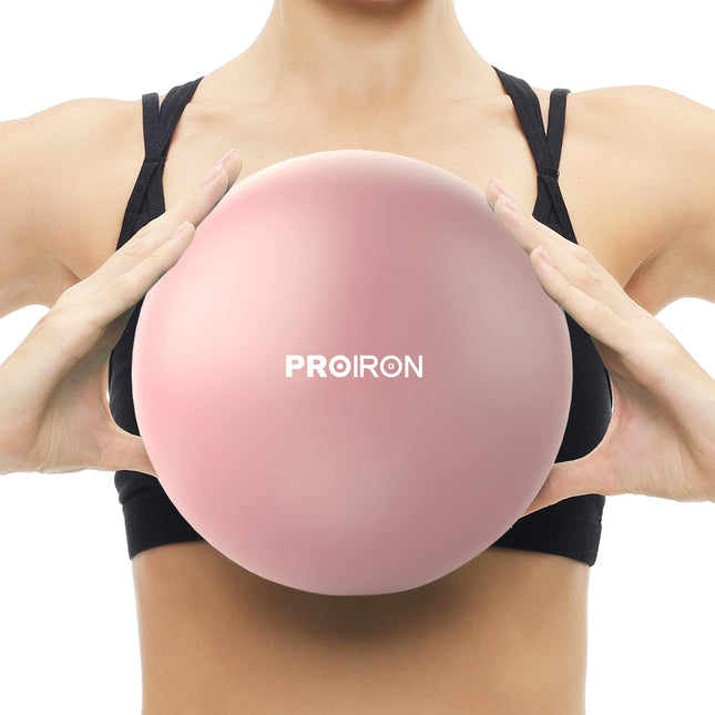 PROIRON vingrošanas bumba maza 25 cm, Pilates bumba ar treniņu instrukcijām, fitnesa bumba maza ar piepūšamu salmiņu, vingrošanas bumba Pilates, jogai, visa ķermeņa treniņam - rozā