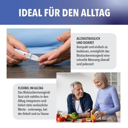 IEA medicīniskais asins glikozes mērītājs | Asins glikozes mērītāja komplekts ar testa strēmelītēm | Glikozes mērītājs | Diabēta tests | 50 testa strēmeles un 50 lancetes
