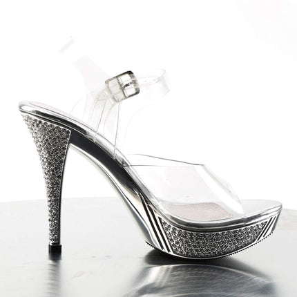 Pleaser sieviešu platformas sandales Elegant 408, caurspīdīgas (tumši zilas/sudraba hroma), 38. izmērs (UK 5)